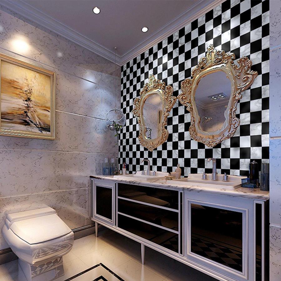 PVC Kitchen Oilproof Sticker Bathroom Waterproof Moistureproof Wallpaper Self-Adhesive Cabinet Stove Mosaic Tile Renovation Film