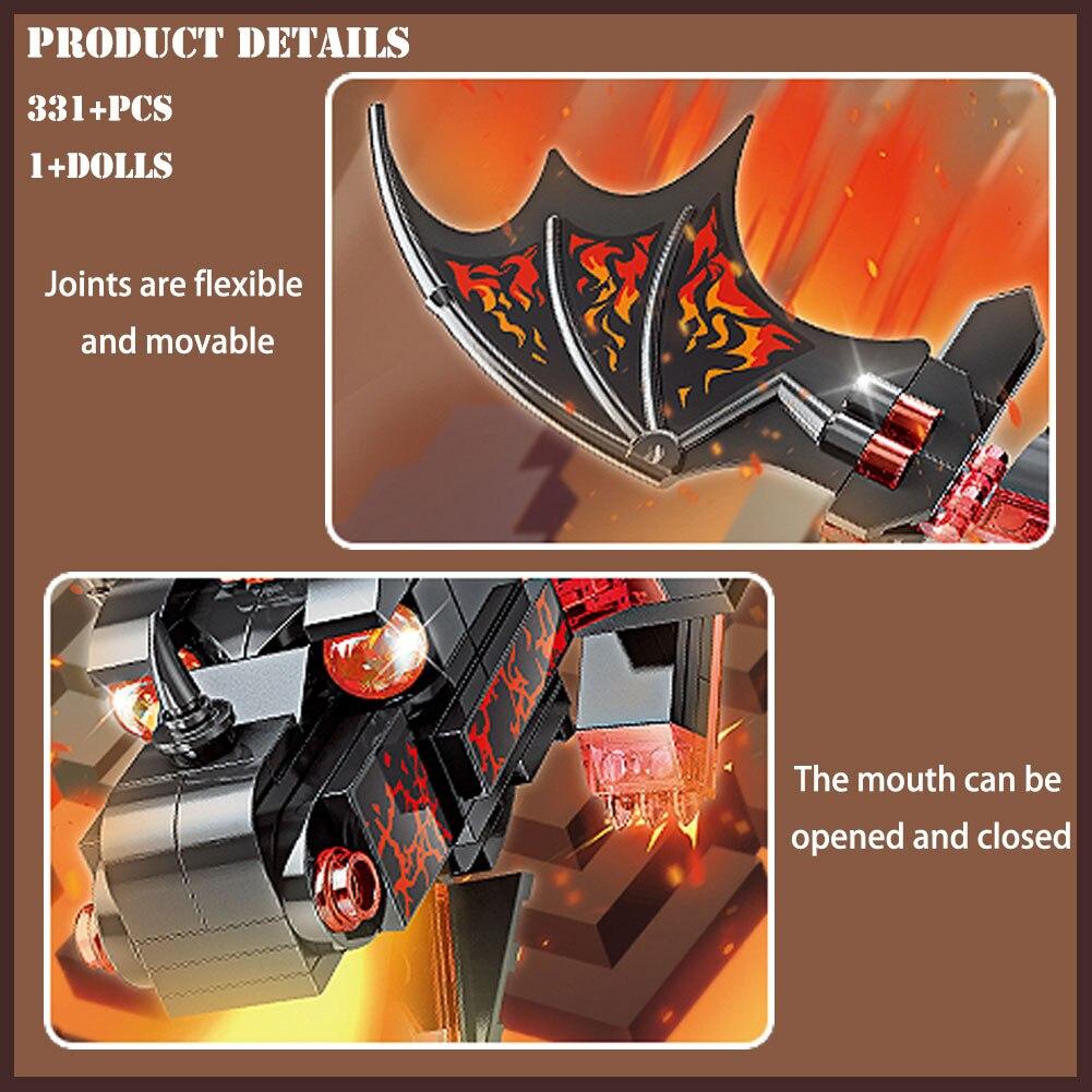 BZDA Game World Block Series Lava Blacks Dragon Model Flying Dragon Game Role Action Figures Bricks Boy Kids Toys Christmas Gift