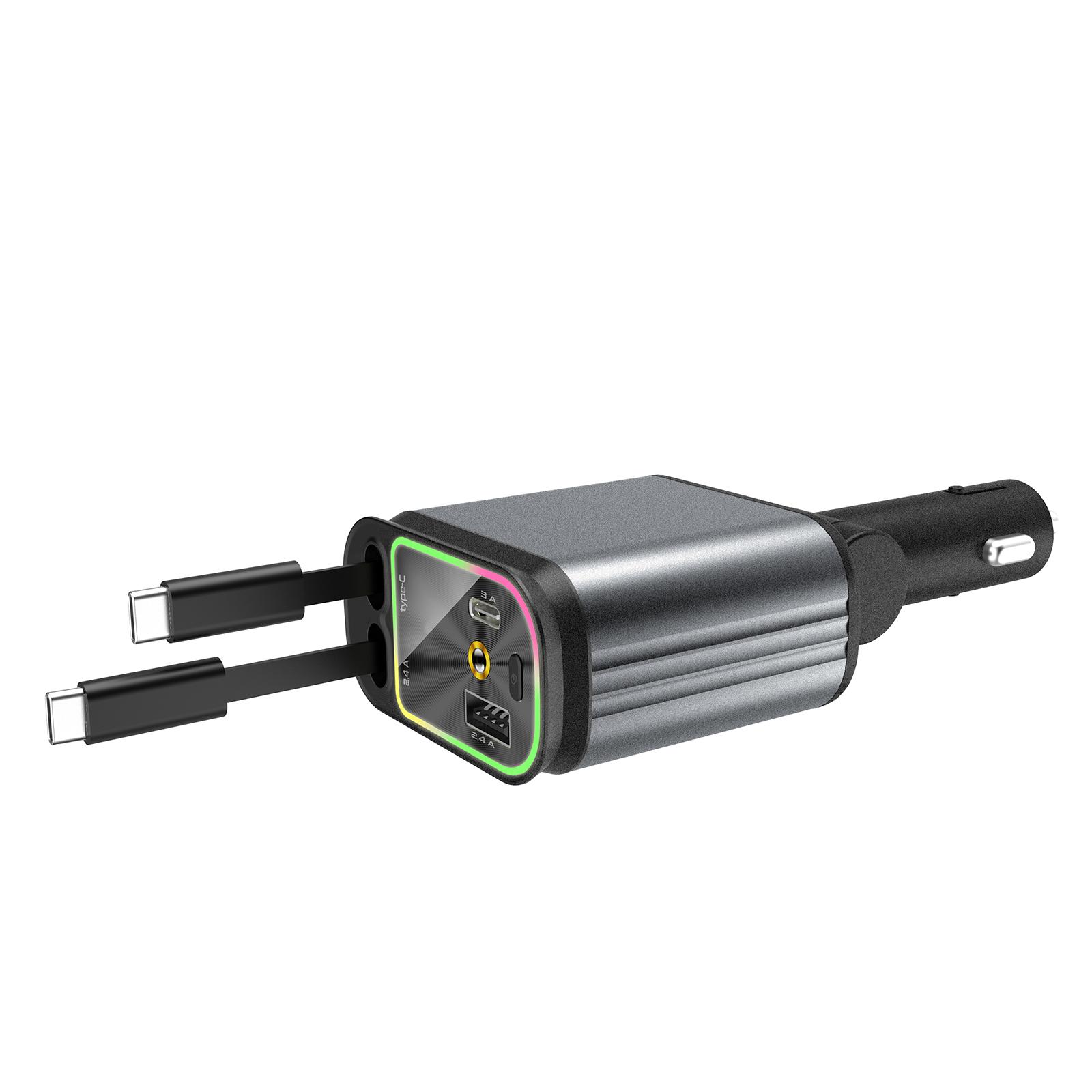 

Car Charger 180 Degree Adjustable Car Charging Adapter with Star Projector Light Double USB C & USB A Fast Car Charger 1