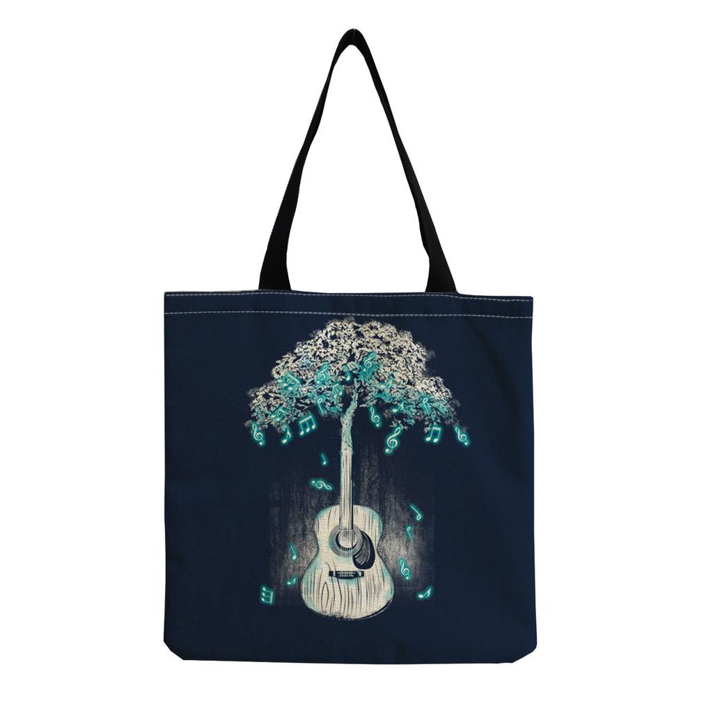 Sac Cabas Vintage en Lin pour Femme - Grande Capacité Sac à Bandoulière Imprimé Piano pour Usage Quotidien & Courses KTB