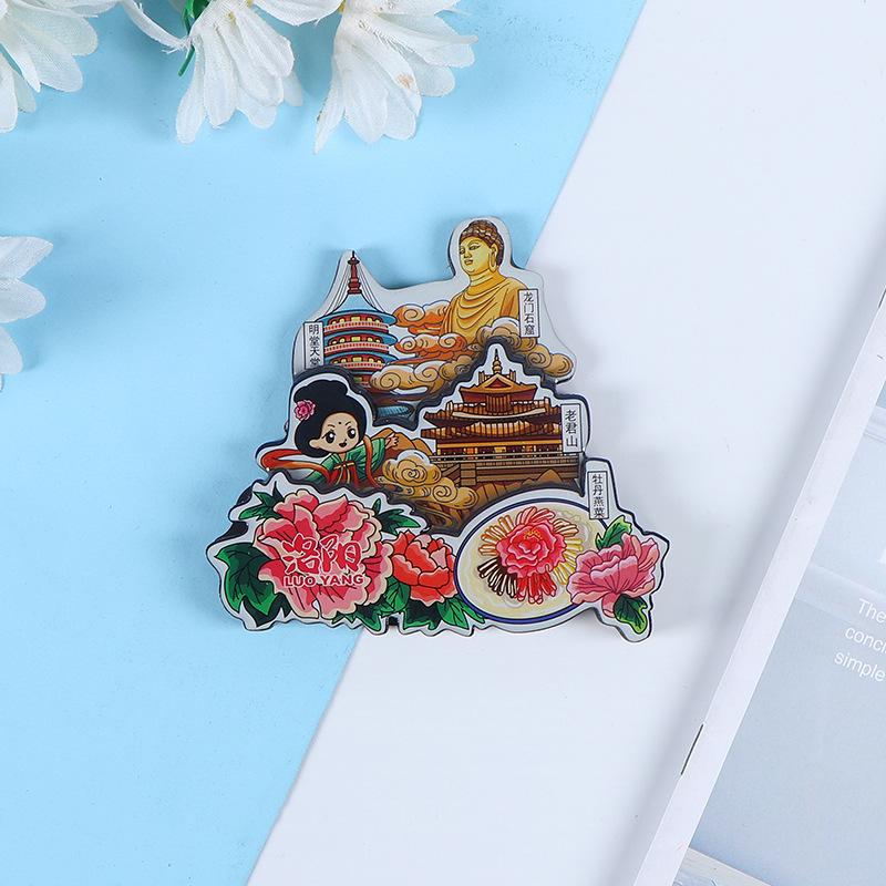 National City Scenic Cartoon Holz-Epoxid-Kühlschrankmagnet