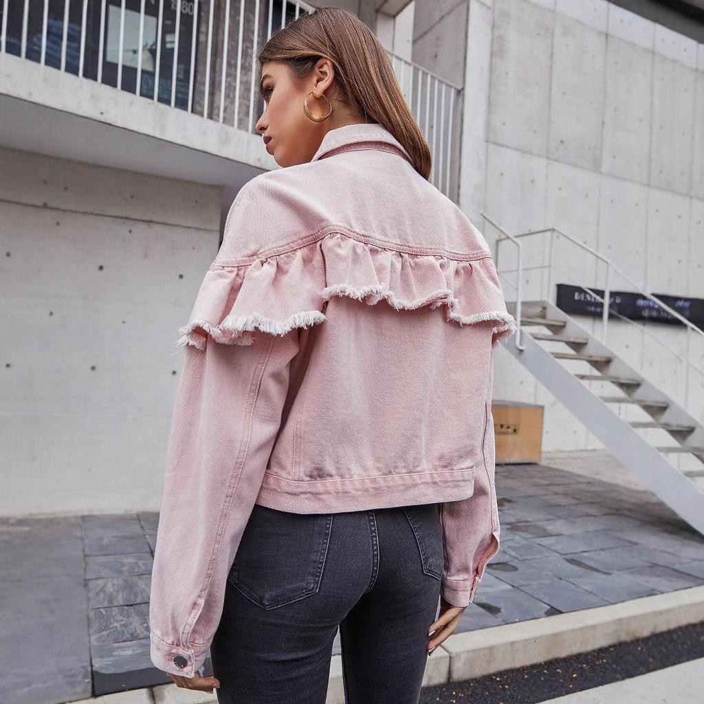 European and American Women's Casual Raw Edge Short Denim Jacket - Versatile INS Style.