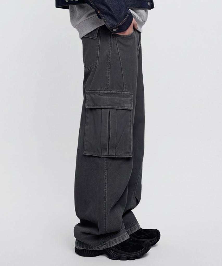 Dideobeulyueseui Cargo Wide Balloon Pants (Charcoal)