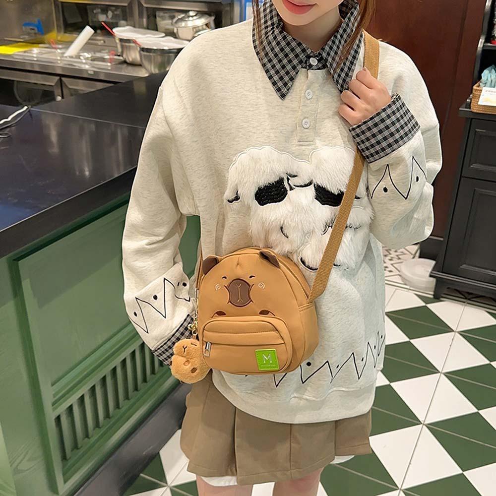 Large Capacity Capybara Nylon Bag Plush Doll Pendant Creative Crossbody Bag  Friends