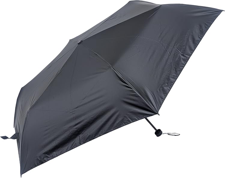 Rose Sangyo 60cm Lightweight Folding Umbrella for Sun and Carbon 61601201 Men's Rain, Black,