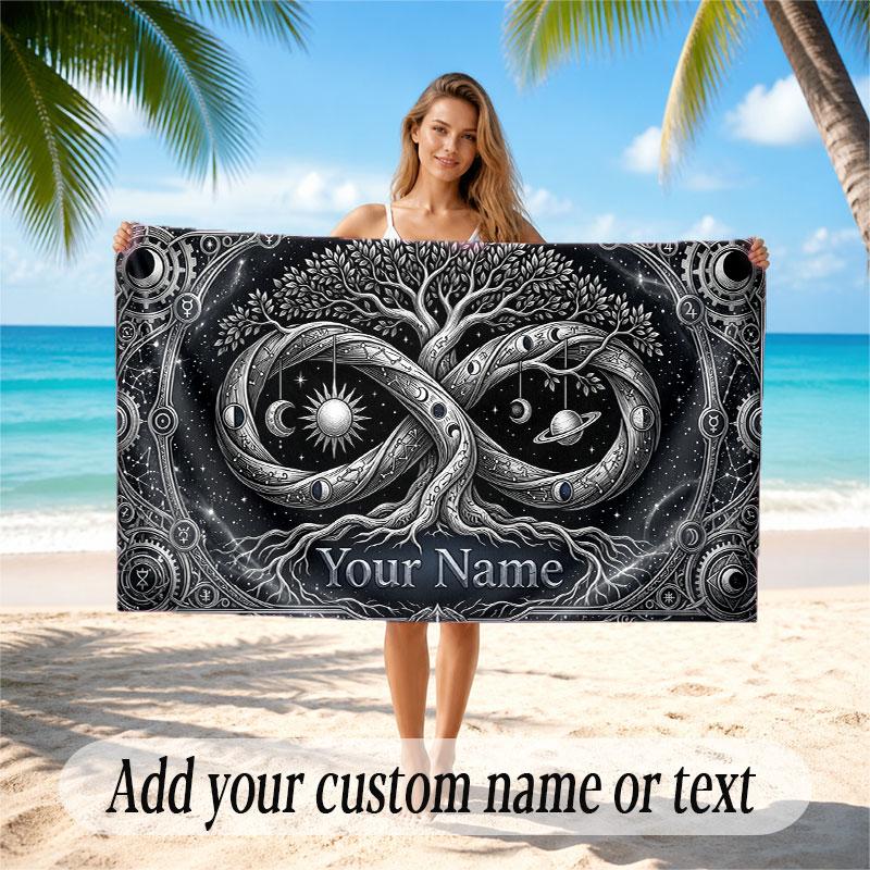 Lebensbaum-Thema Strandtuch Personalisiert mit individuellem Namen & Text Weich Schnelltrocknend Strandtuch für Schwimmen Reisen
