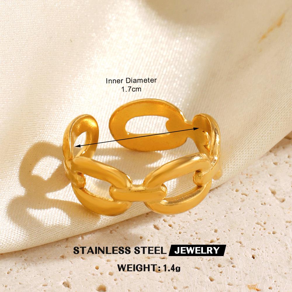Stainless Steel Heart-Shaped Open Ring for Women - European & American Hip-Hop Style