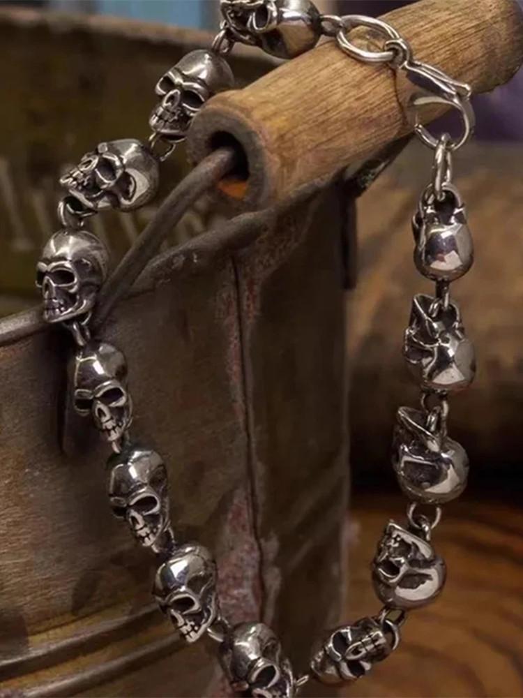 Vintage Gothic Full Skull Bracelet Men's Motorcycle Riding Rock Bike Hip Hop Punk Jewelry Halloween Gift