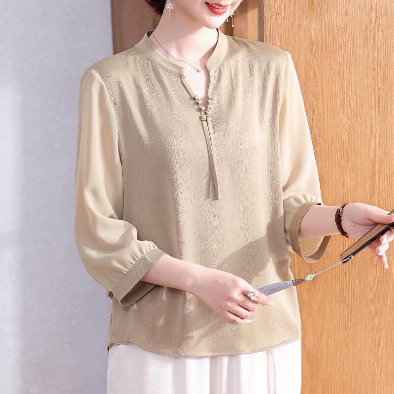 Xuexi Mother s Day Elegant Chiffon Mid-Sleeve Top L светло-зеленый