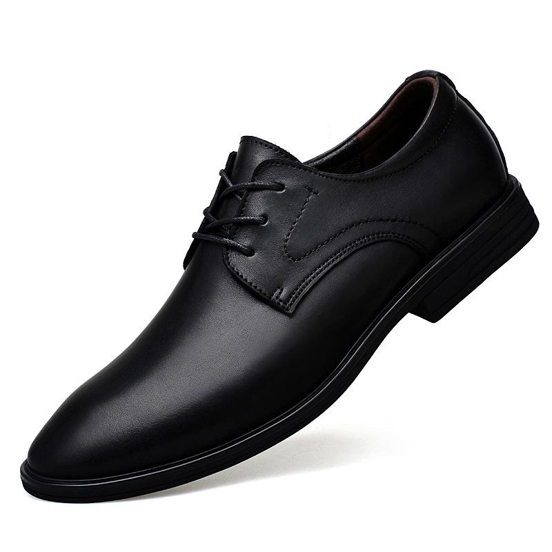 Men’s British Style Leather Shoes - Casual Formal Summer Business Attire 43 чёрный