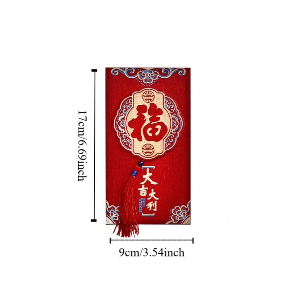2pcs Chinese New Year Red Envelope Tassel Lucky Money Pockets Money Envelope  Wedding Birthday