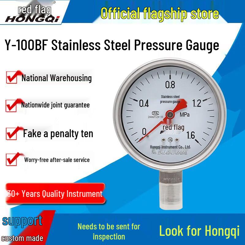 Hongqi Y-100BF Radial Stainless Steel Pressure Gauge