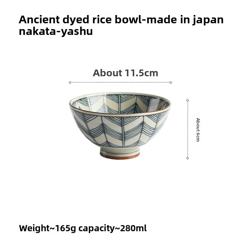 Japanese Imported Antique Dyed Rice Bowl Soup Bowl High Foot Small Bowl Underglaze Ceramic Tableware