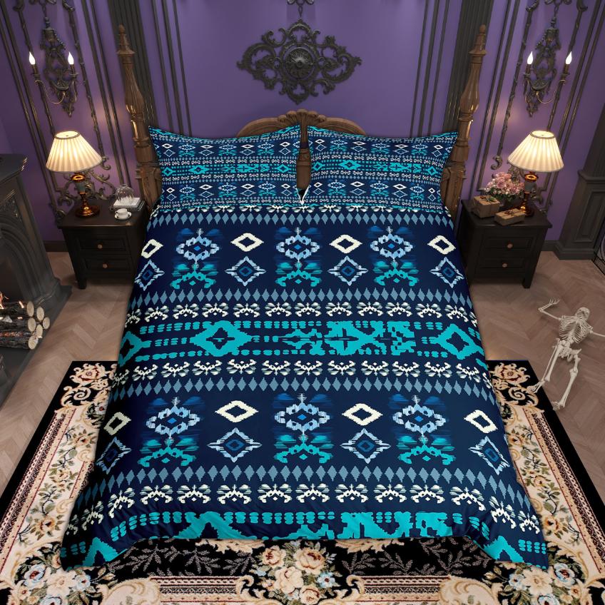 Homewish Bohemian Aztec Duvet Cover Set 2pcs/3pcs, Western Tribal Bedding, Hippie Boho Geometry Quilt Cover Set