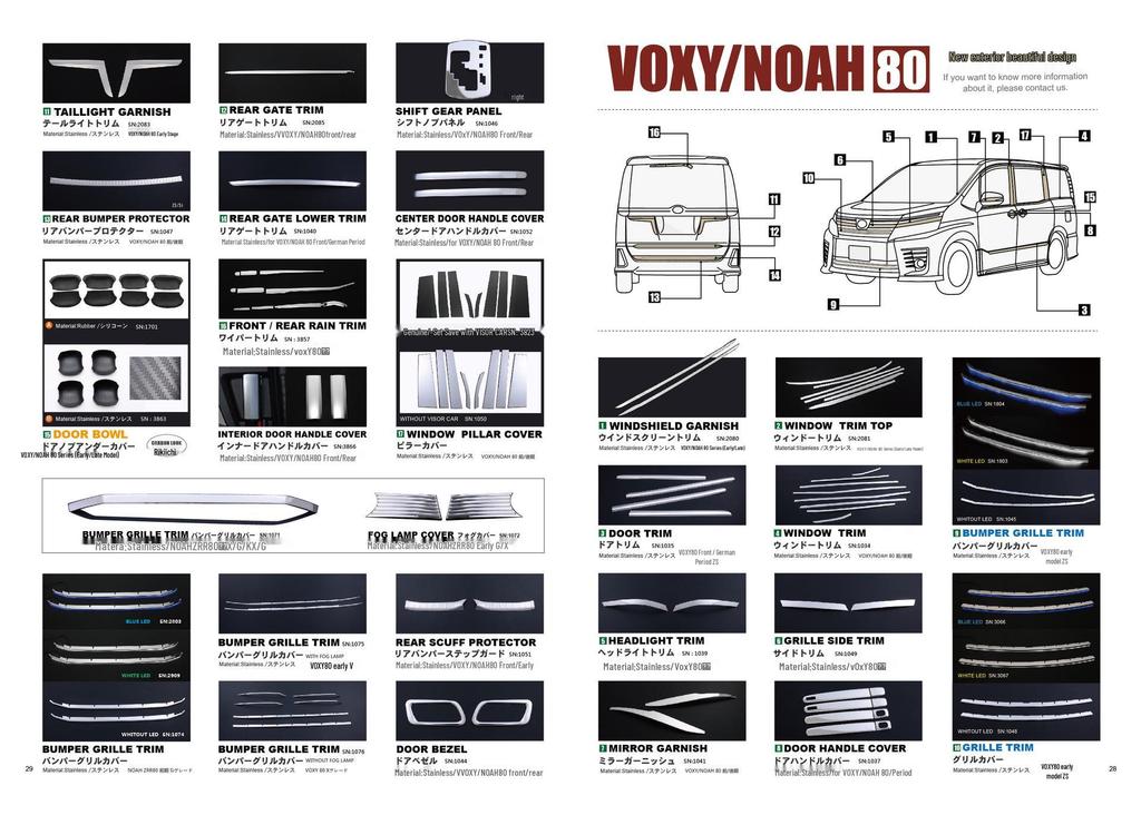 2014-2017 NOAH/VOXY 80 Series Rearview Mirror Decorative Trim Strip