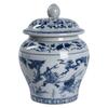 Blue & White Ceramic Tea Storage Jar - Retro Pottery Design, Moisture-Proof Seal