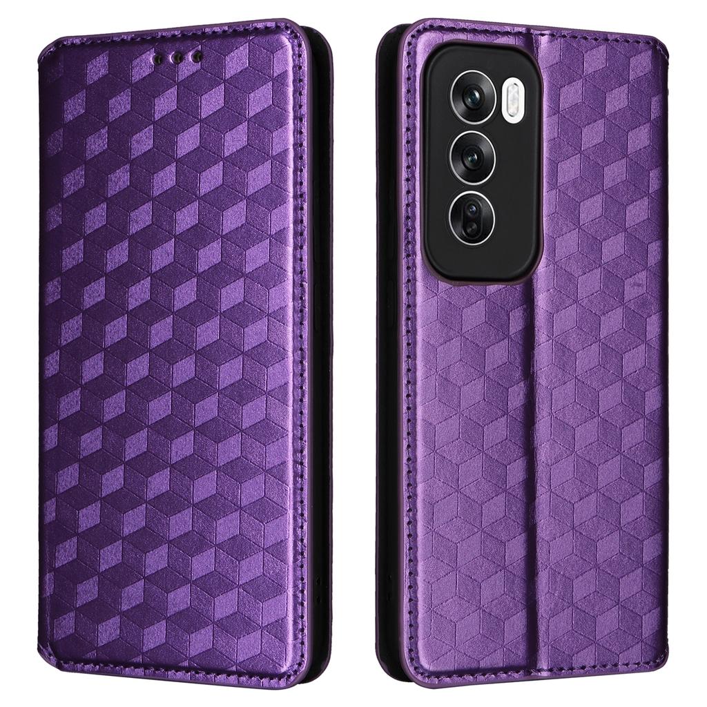Dla Oppo Reno12 5G (Światowy) Etui Rombowe Skórzane Etui na Telefon Stojak Zamknięcie Magnetyczne