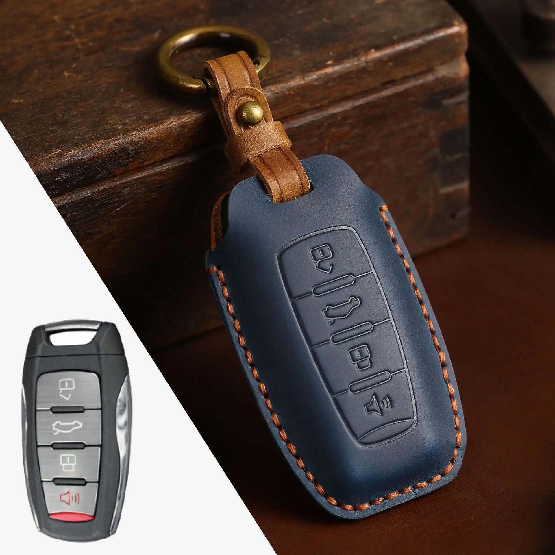 

Luxury Car Key Case Cover Leather Fob Keychain Accessories For Haval Jolion H6 Big Dog Great Wall Euler White Cat Keyring Holder