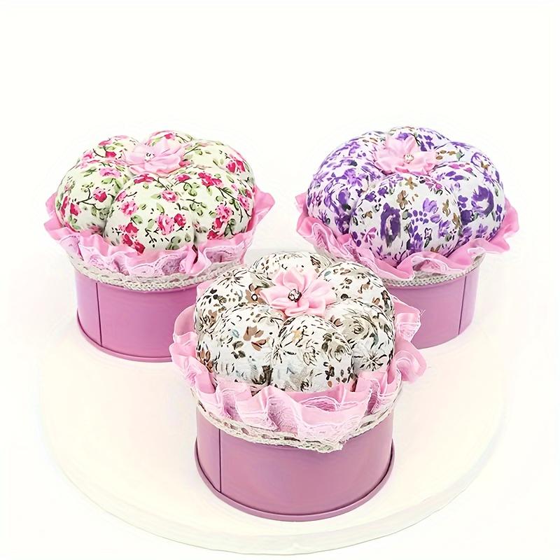 Floral Sewing Needle Insert, Storage Box with Pin Cushion Cover, Pin Holder Sewing Pin Organizer, for DIY Craft Hair Clip Daily Hand Sewing