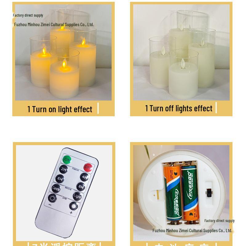 Remote-Controlled LED Glass Candle Lamp with Flickering Flame - Ideal for Romantic Home Decor and Weddings