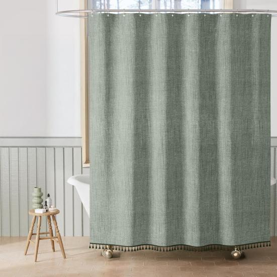 Boho Zasłona Prysznicowa z Frędzlami Zasłona Prysznicowa Farmhouse Zasłona Kąpielowa z Frędzlami i Oczkami Haczyki do Dekoracji Domu RV Łazienki