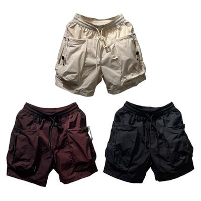 Sommer Herren Shorts Elastische Taille Verstellbarer Kordelzug Cargo-Shorts Dünne Weite Bein High Street Hip Hop Style Kurze Hosen Streetwear