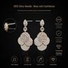 Elegant European-Style S925 Sterling Silver Floral Dangle Earrings with Zircon Inlay