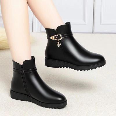 Pantofi mamă iarnă catifea îngroșate călduroase botine scurte vârstă mijlocie piele moale vârstă mijlocie și vârstnici cizme de bumbac toc plat antiderapant talpă moale