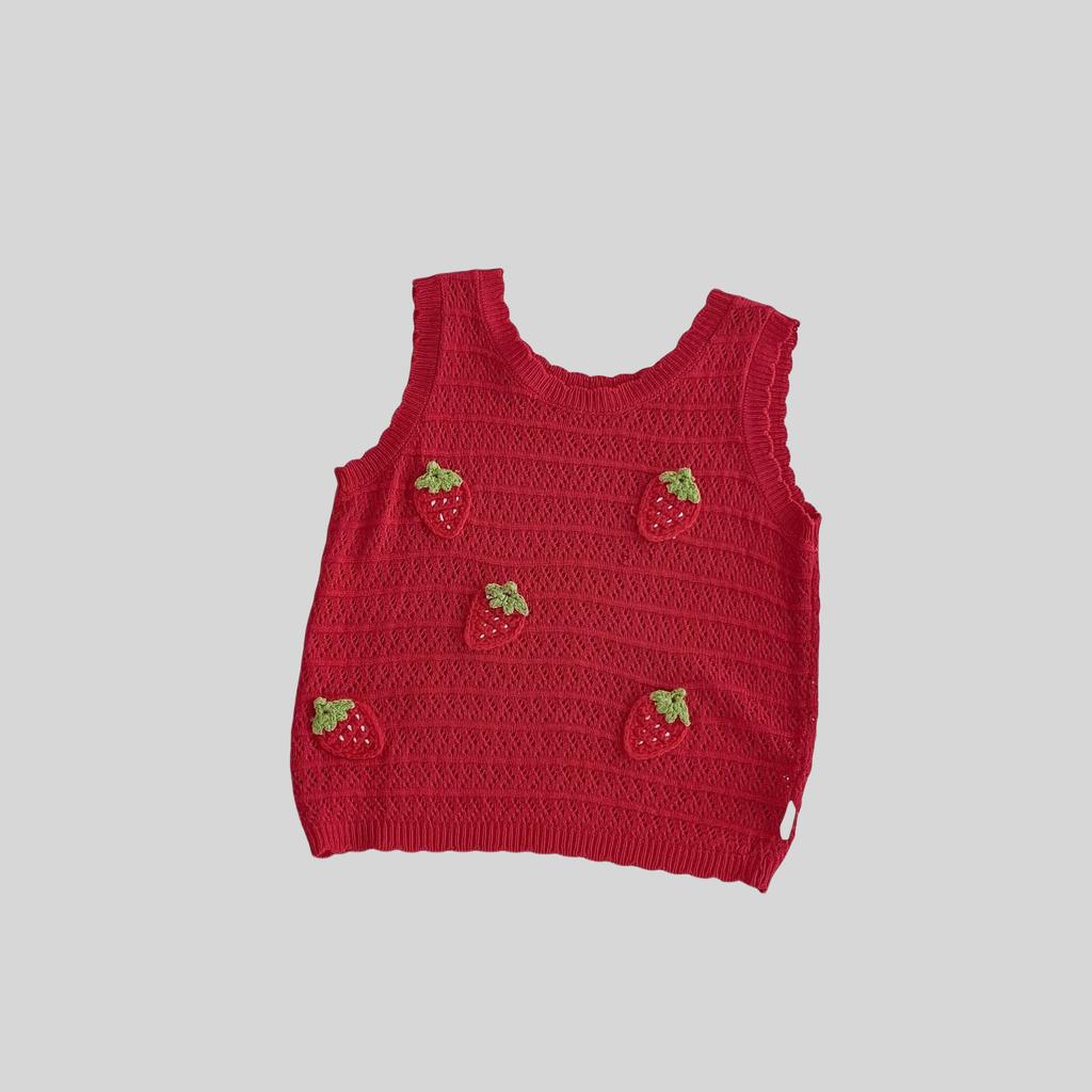 MILANCEl 2025 Summer Kids Clothing Set Strawberry Vest  And Wide Leg Pants 2 Pcs Girls Suit  Girls Clothes Suit