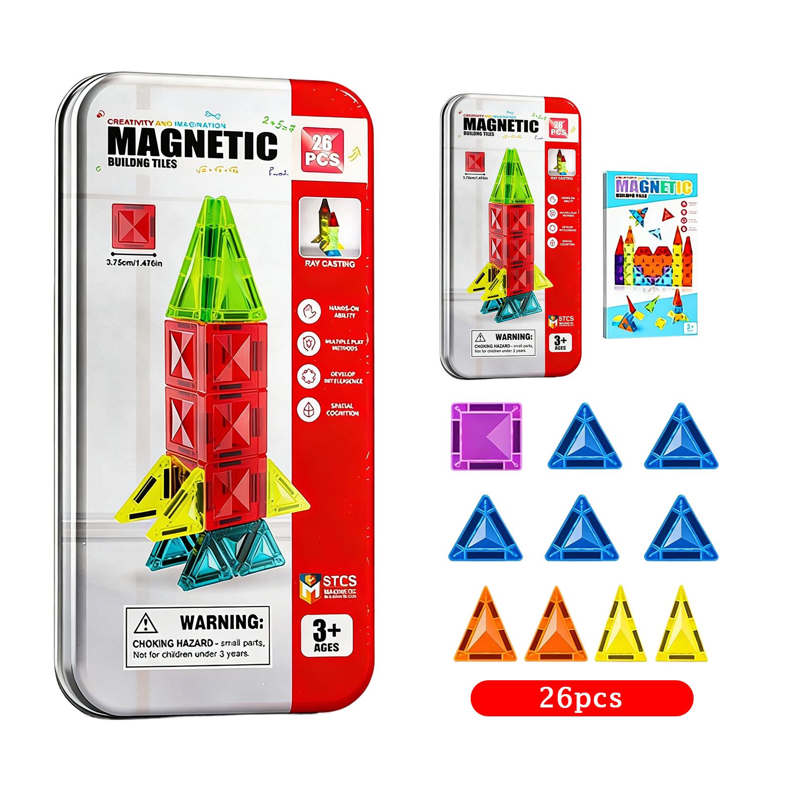 Magnetic Tiles Colorful Window Magnetic Building Portable Travel Iron Box Set 3.75cm Magnetic Toy Tiles One Size
