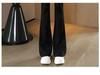 Women's High Waist Black Velvet Bell Bottom Leggings