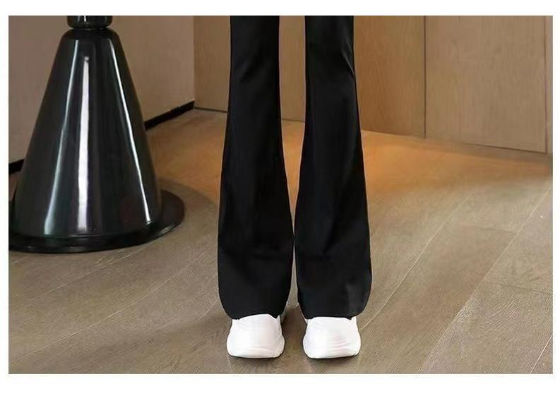 Women's High Waist Black Velvet Bell Bottom Leggings