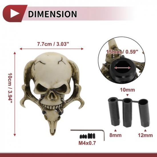 10cm Skull Automatic and Manual Shift Knob with 3 Adapter Resin Beige 1 Set