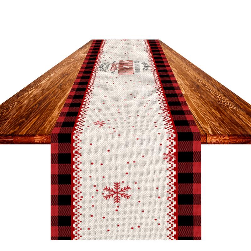 Christmas Decoration Table Runner Linen Table Runner Home Kitchen Restaurant New Year Dinner Anti -Fouling Table Runner