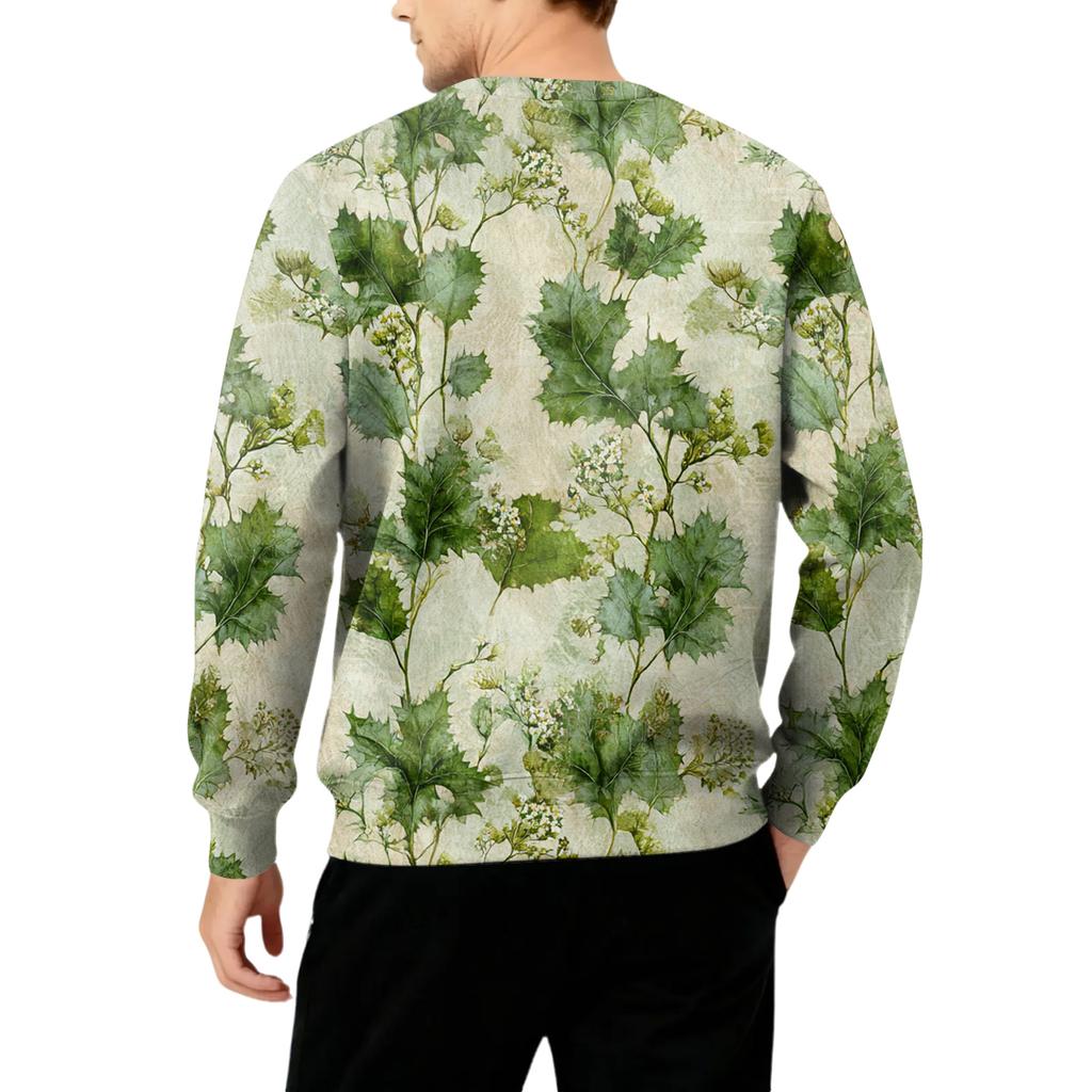 Herren Rundhals Fleecegefüttert Dick Warm Sweatshirt