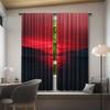 Modern Art Inspired Ribbed Pocket Curtains Tricot Polyester Plain Ombre Sunset Seascape Print Semi Sheer Room Darkening Set Of 2 Made