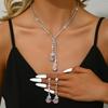 Simple Bridal Earrings Set Zircon Necklace Women'S Dinner Party Jewelry