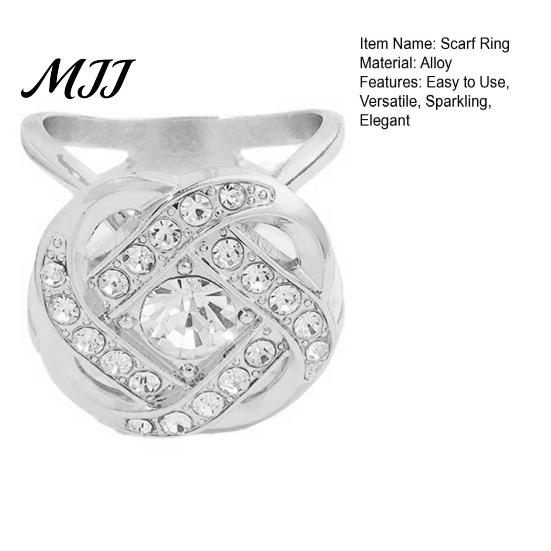 Smooth Sliding Scarf Ring Twist Knot Ring, Rhinestone Holder Decorative Knotted Slide for Women Neckerchiefs Shirts Shawls Buckle