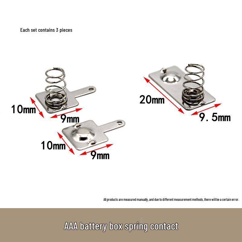 AA Battery Contact 3-Piece Set for DIY - Thickened Metal with Hole