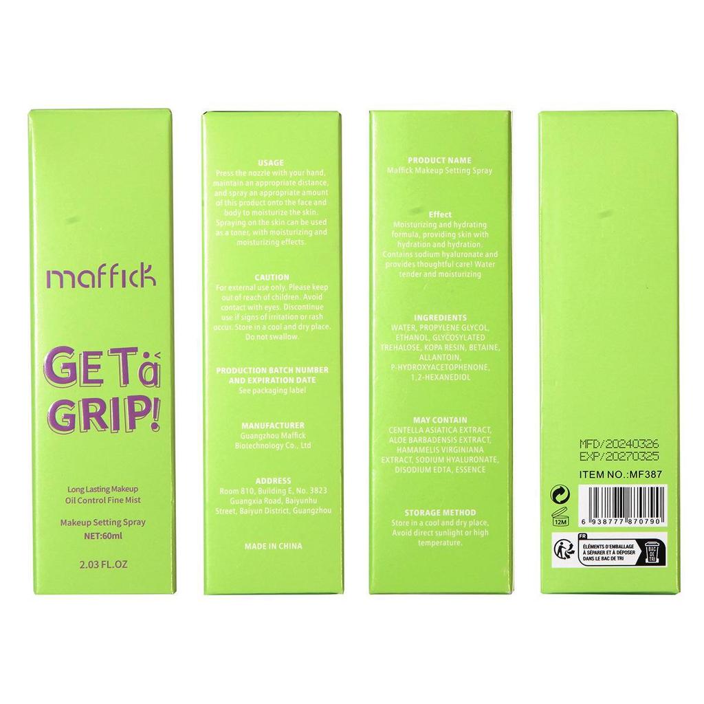 MAFFICK MF387 Makeup Setting Spray: Hydrating, Oil Control, Long-Lasting, Waterproof, Sweat-Proof, Portable, 60ml.