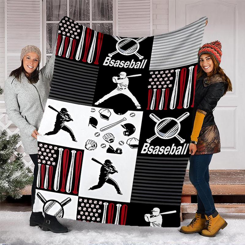 Baseball Theme Printed Blanket - Perfect for Couch, Bed, Travel & Outdoor Use | Machine Washable, Cozy & Durable.