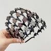 Elegant Non‑Slip Wave Teeth Headband Rhinestone Flower Hair Hoop  Home