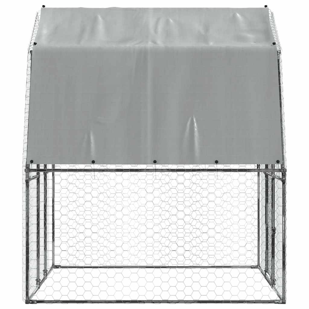 Chicken Coop with Roof and Door Silver Galvanized Steel