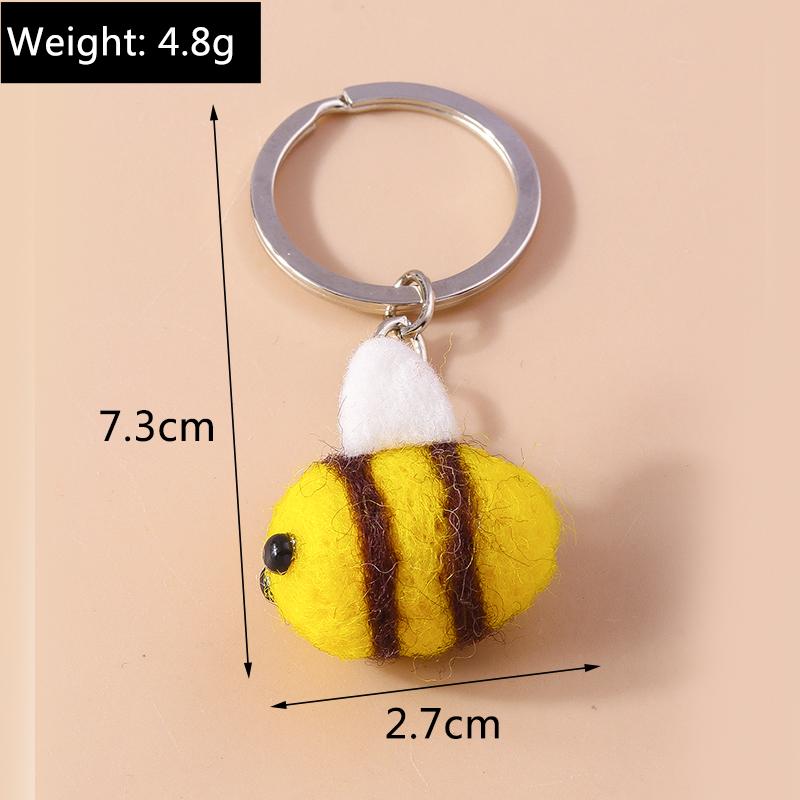 Lovely Handmade Bee Keychain Animal Key Ring Pendants for Women Girls Handbag Decor DIY Kid's Jewelry Gifts