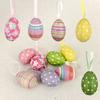 30/12PCS Rabbit Painting Easter Eggs Pendant Foam Funny Painted Paper Eggs Colorful Educational Hanging Ornaments Kids Craft