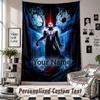 Custom Tapestry Wall Hanging, Hellraiser Pinhead Personalized Name Text Home Wall Decor