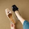 Krazing Pot Sheepskin Cow Skin Summer Size 40 Med Heels Butterfly-knot Decoration Square Toe Slingback Wedding Pumps