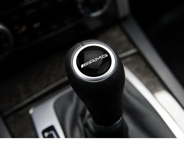 Hot Car Sticker Car Gear Shifter Head Knob Badge Sticker Metal Decal Decoration For Mercedes Benz AMG W204 W205 W203 W211 W212 W