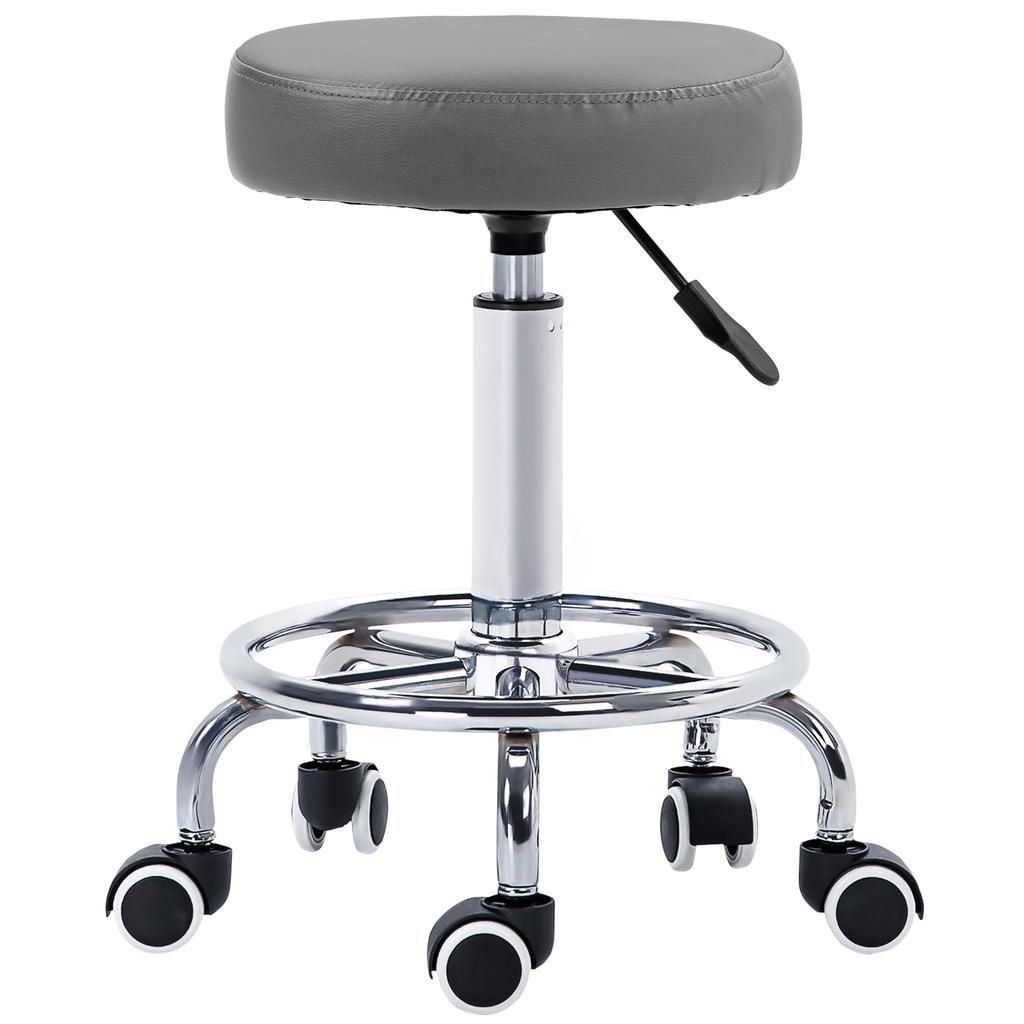 Pu Leather Rolling Stool Height Adjustable Stool Chair With Wheels For Salon Massage Spa Grey