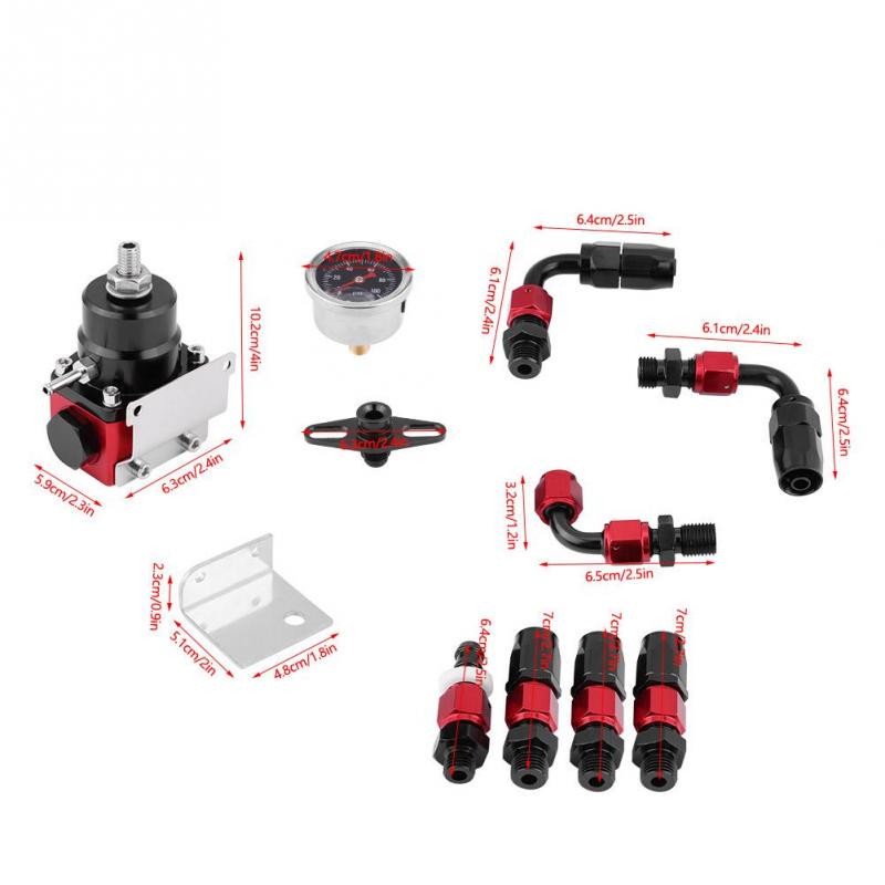 AN6 End 0-100PSI Gauge Adjustable Universal Fuel Pressure Regulator FPR Kit